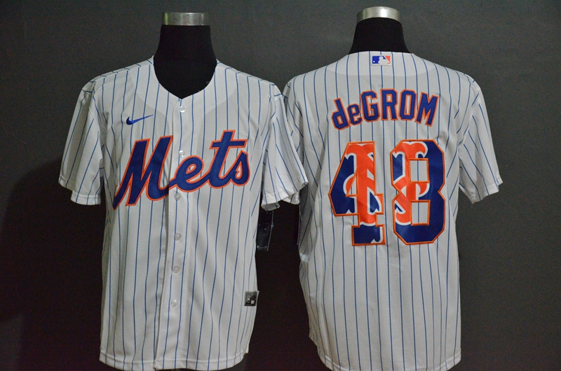 MLB Men New York Mets 48 de Grom Nike White Home 2020 Replica Player Jersey